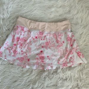 Lululemon pink floral pace rival running skirt